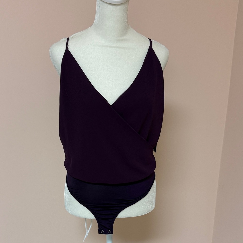 Lulu's Deep Plum Wrap Bodysuit  NWT. XS